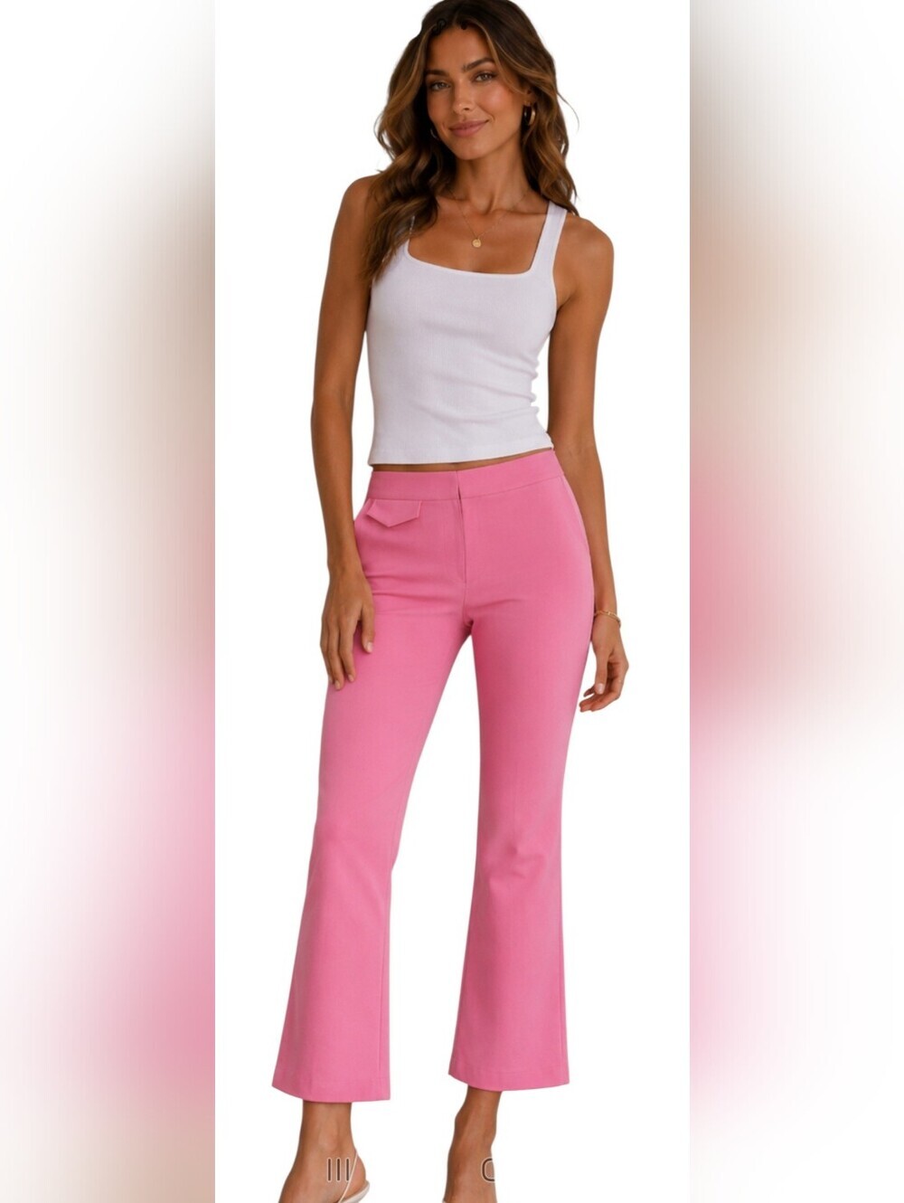 Zara Pink Kick Flare Tailored Ankle Pants Size S NWOT